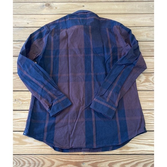 Rare Rabbit Check Button Up Shirt Size Large Men’s Brown Navy - Picture 2 of 8